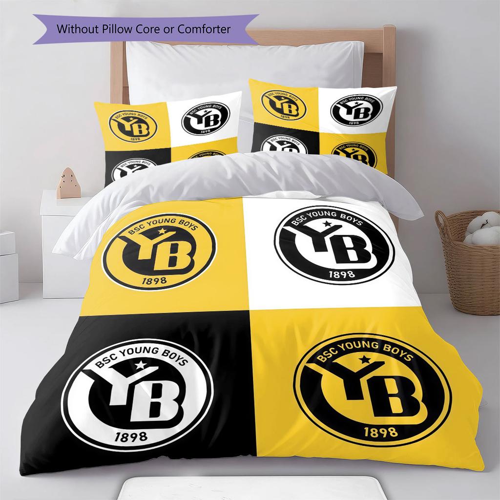 Pościel z wzorem BSC Young Boys Dekoracja domu Prezent urodzinowy ( 1 poszewka na kołdrę + 2 poszewki na poduszkę, bez wkładu),gadżety dla fanów.