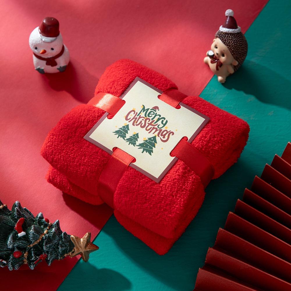 Coral Velvet Christmas Towel Xmas Holiday Decorative Reusable Face Towel Absorb Water Wash Cloth Christmas Gift Party Gift