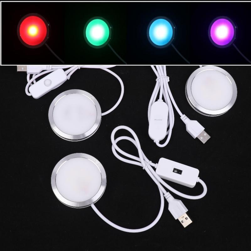 1Pcs For Bamboo Led Light Parts DIY Model Warm White/Multicoour USB Round Ultra-thin Light For Bambu Lab Led Lamp Kit Hardware