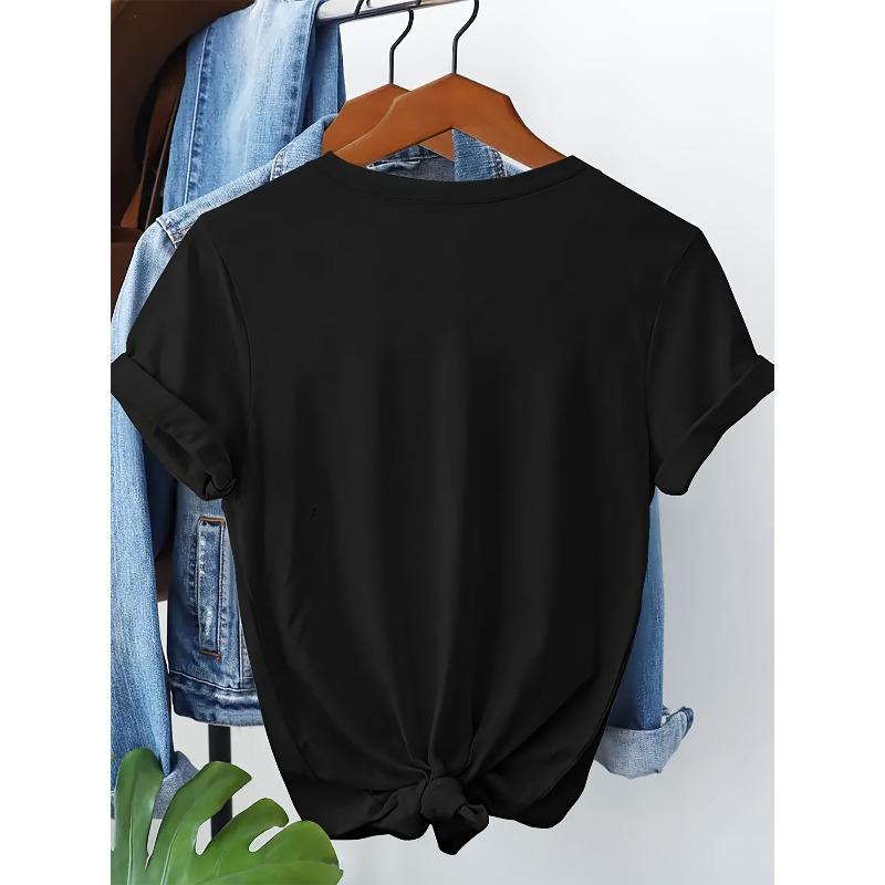 European Size White Patterned Round Neck T-Shirt