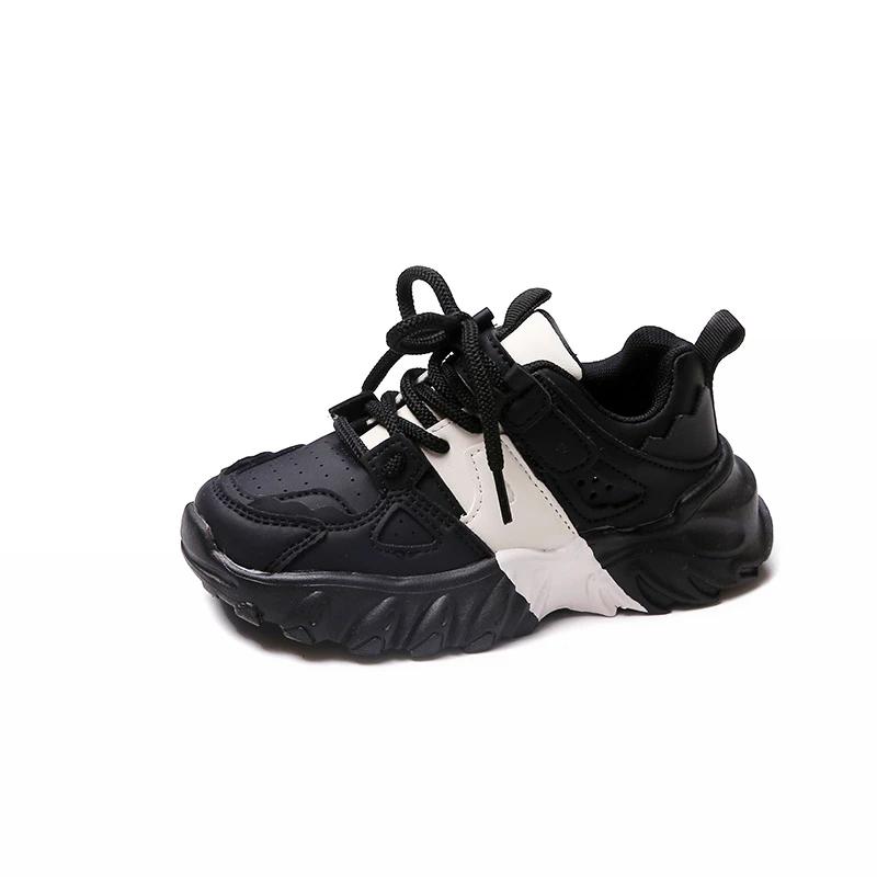 

Баскетбольные кроссовки для девочек, весенне-осенние кожаные детские теннисные туфли, модные универсальные детские повседневные кроссовки для школьников и мальчиков 26 чёрный