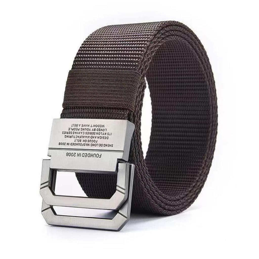 Men's Double Ring Casual Canvas & Leather Belt