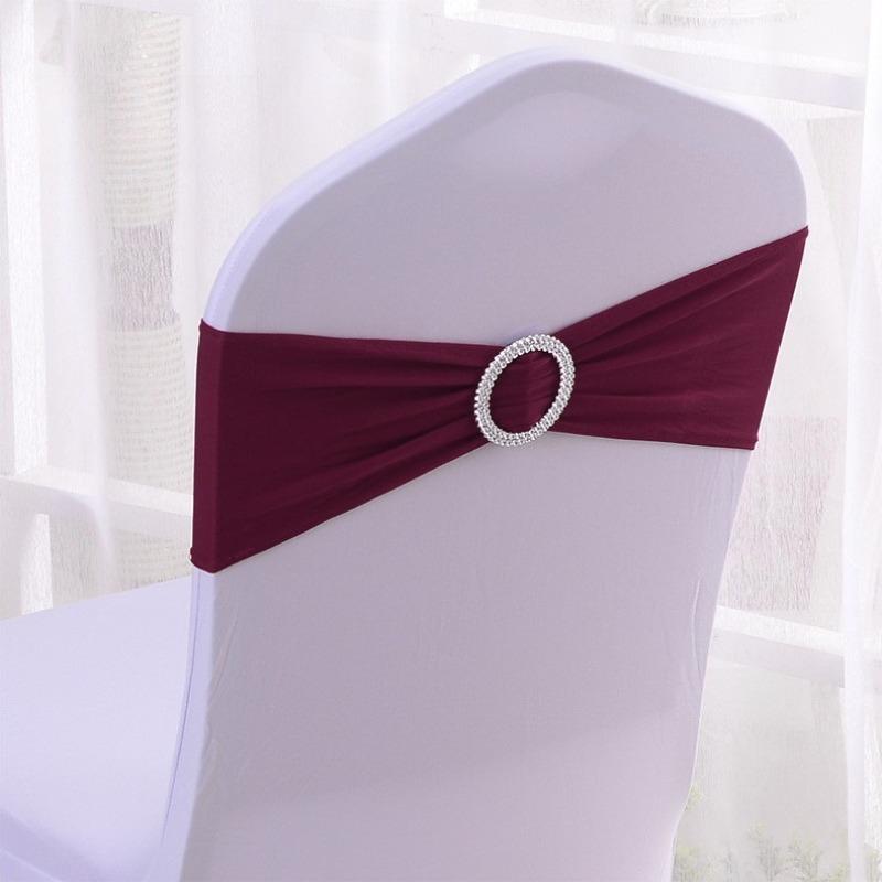 Wedding Decoration Birthday Party Chair Cover Elastic Hoop Bow Tie Elastic Fabric with Circular Buckle Suitable for All Banquet Chairs in The Hotel