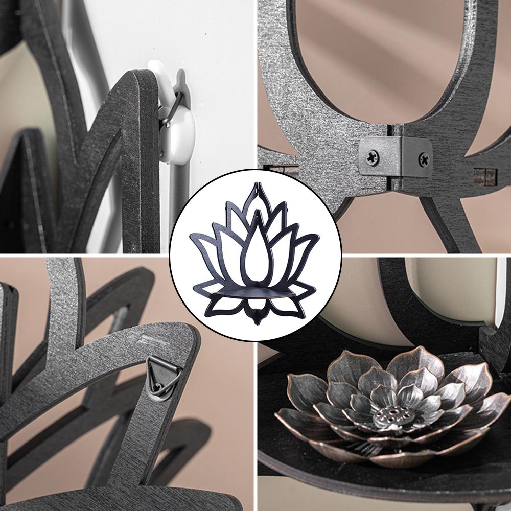 Wooden Lotus Hollow Decorative Rack Aromatherapy Organiser Essential Oil Candle Holder Wall Mounted Shelf Corner Shelf
