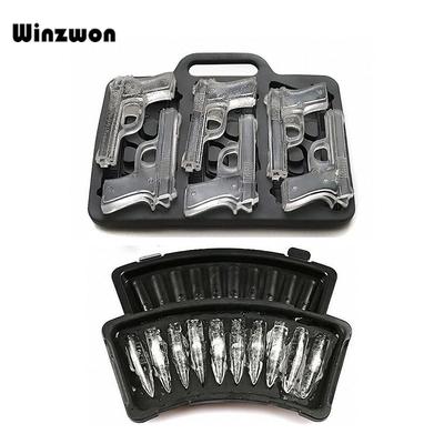 2 Teile/satz Gun Bullet Form Eiswürfelbereiter Silikon Eisform DIY Eiswürfelschale Küche Bar