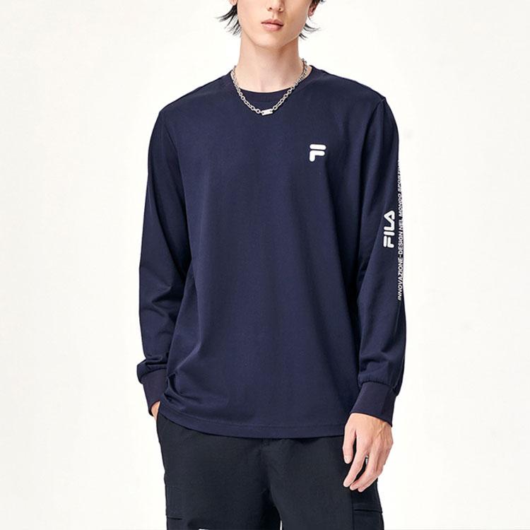 Fila Logo Print Simple Casual Sports Long Sleeve T-Shirt Men Tops Legendary-Blue F11M149210FNV