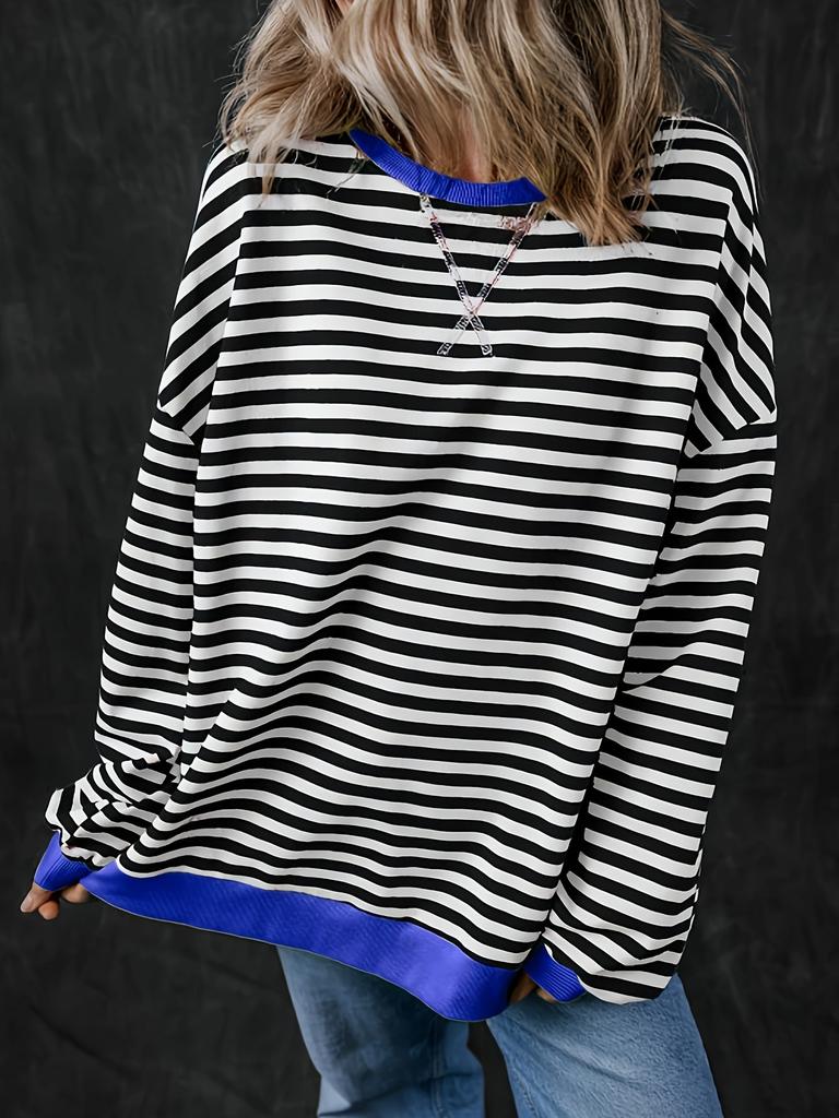 European and American Autumn and Winter Women's Clothing Loose Casual Striped Sweater Women