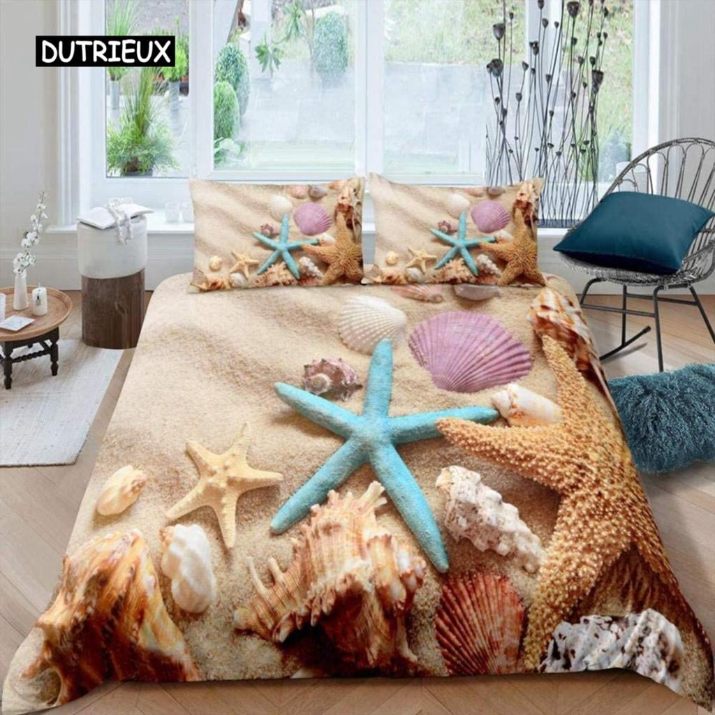 Comforter Shell Hawaii Tropical Landscape Shell Bedding Set Marine Life Theme Suitable For Children Adult Bedding