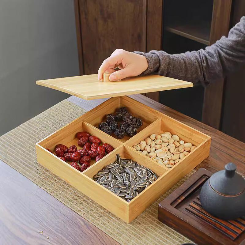 ZISIZ Walnut Wooden Snack Storage Box with Lid