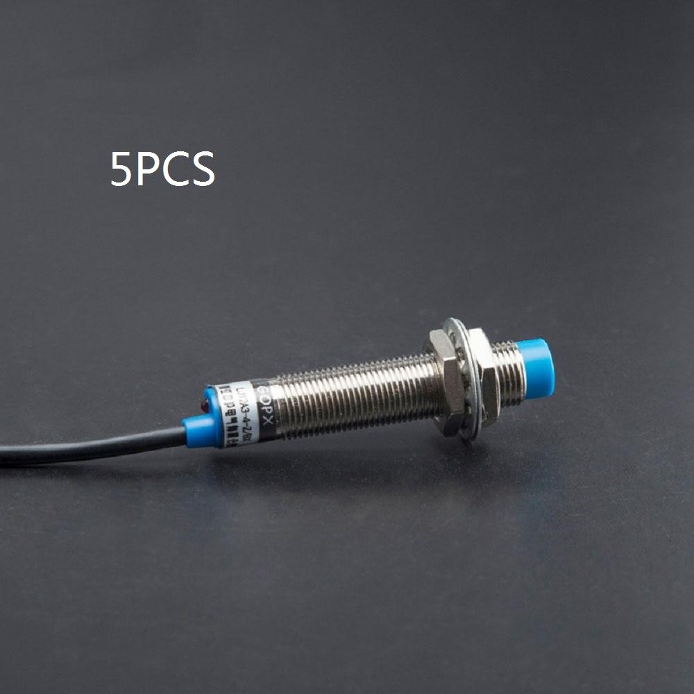 5Pcs LJ12A3-4-Z/AY Inductive Proximity Sensor Switch PNP NC DC6V-36V 1.2M Length