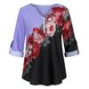 Women Casual Tops Shirt Ladies V Neck Floral Print Loose T-shirt Blouse Tee Top