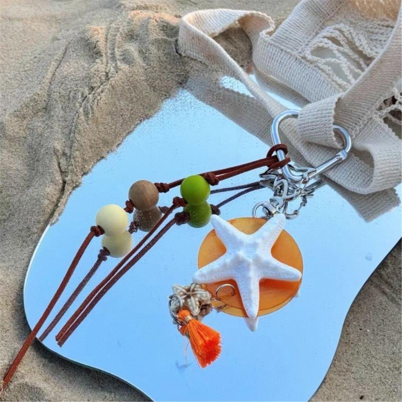 Starfishes Beaded Bag Charm With Rope And Resin Design Bag Pendant Travel Gift Fashion Accessories Keychain for Women