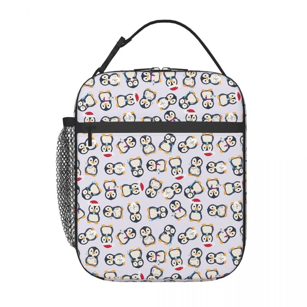 Cute Penguin And Ice Snow Pattern Insulated Lunch Bag for Women Children Leakproof Food Boxes Thermal Lunch Box Tote