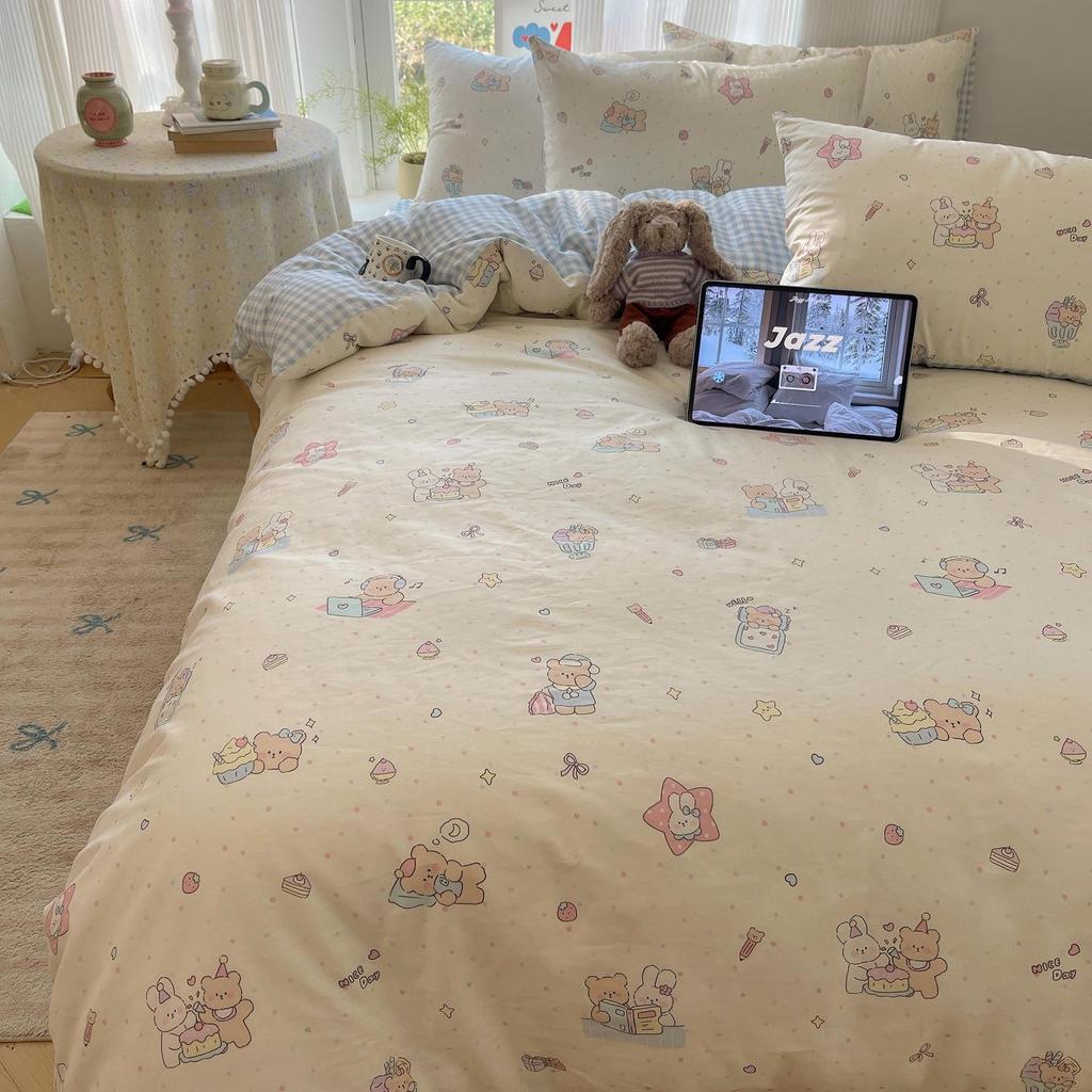 Early Spring 2026 Cute Cartoon Pure Cotton 3-Piece Bedding Set - Skin-Friendly and Age-Reducing
