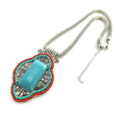 [N1698] - Designer Necklace 'Altai' Turquoise Coral