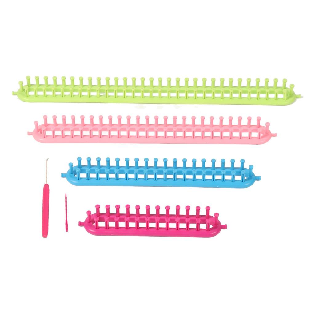 6pcs Long Knitting Loom Set Rectangle Plastic Weaving Looms Set Knitting Loom Set with Hook Needle