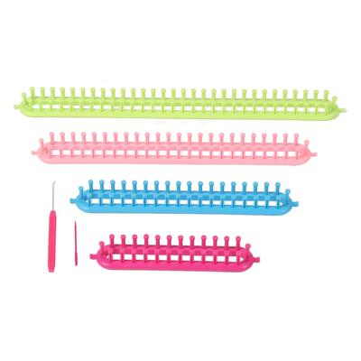 6 Stück Langes Strickwebstuhl-Set Rechteck Kunststoff Webwebstühle Set Strickwebstuhl-Set mit Haken Nadel