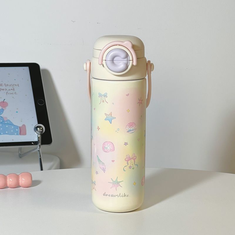 

Cute Large-Capacity Thermos Cup for Girls, High-Looking New Model, 316 Stainless Steel Water Cup with Straw, Portable Cup Neon Dream-500Ml [Free Cup Brush]