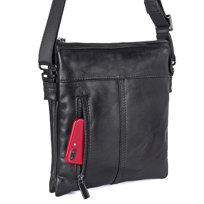 Men's Genuine Leather Casual Messenger Bag for 9.7 Inch iPad - First Layer Cowhide