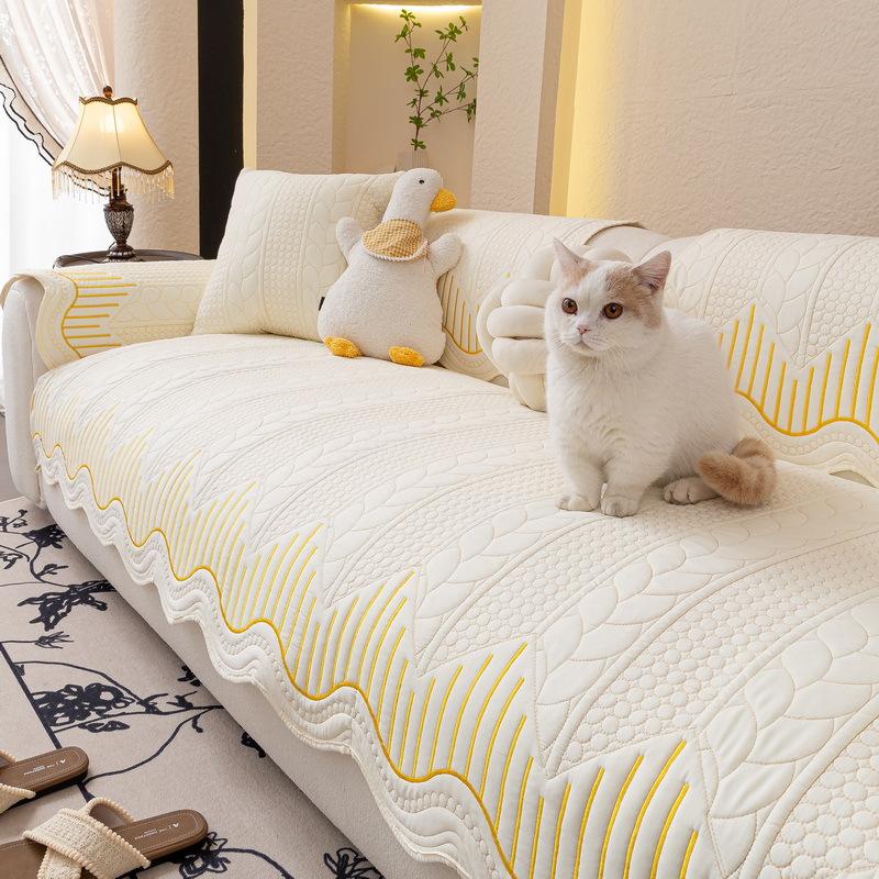 Cream Wind Sofa Cushion Universal In All Seasons  New Straight Row Summer Seat Cushion Sub-Cover Cloth Towel Fixed Non-Slip Cover