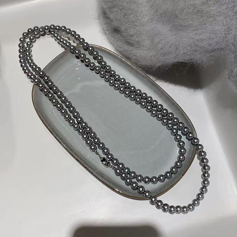 

Ingot Buckle Pearl Long Necklace Multi-Layer Stackable Women S Sweater Chain Autumn And Winter