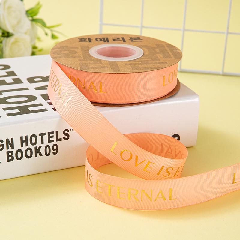 2,5 cm LOVE Heißgeprägtes Blumenband - Herzmotiv Bouquetmaterial