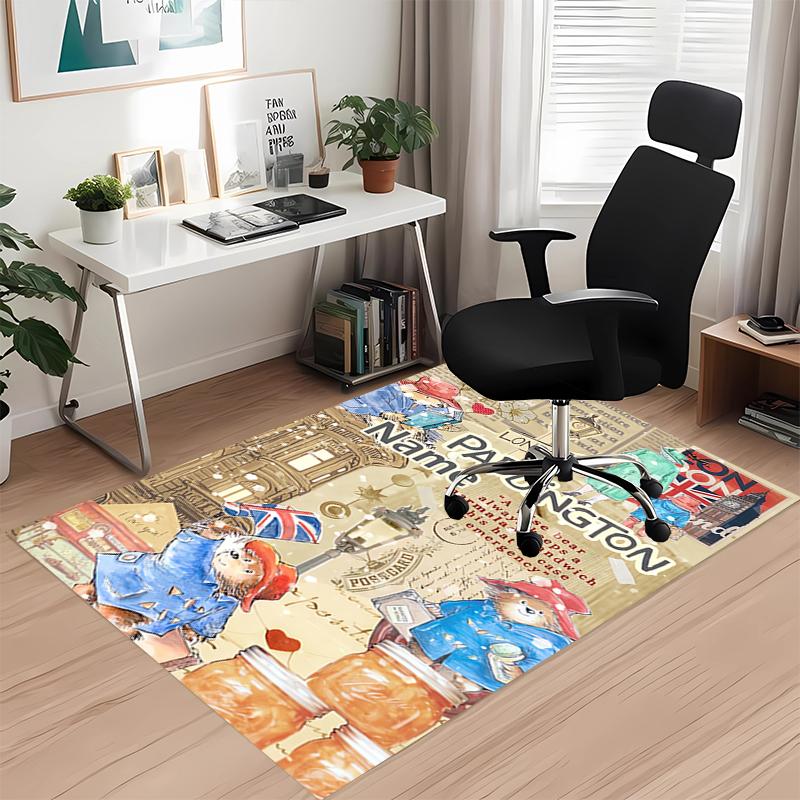 Custom Name Paddington Bear Printed Carpet, for Office Chair Living Room Bedroom Kitchen Room Decor Gifts.