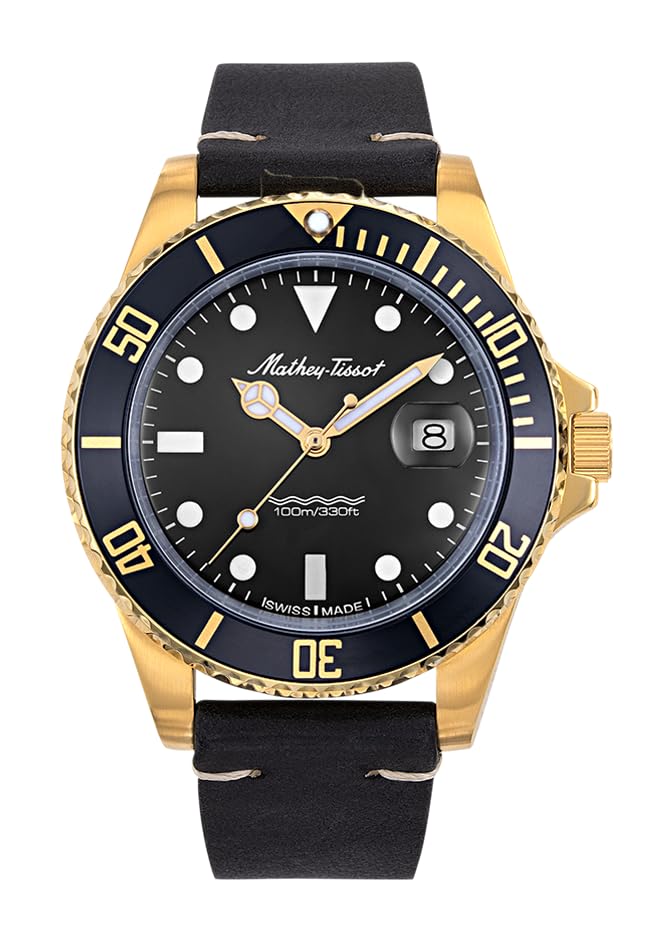 Mathy Vintage Quartz Black Mathey-Tissot Watch, 42mm, H901PLN, Men's,