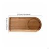 Wooden Tray Unique Shape with Rattan Coaster Handcrafted Acacia Wood Snack Platter for