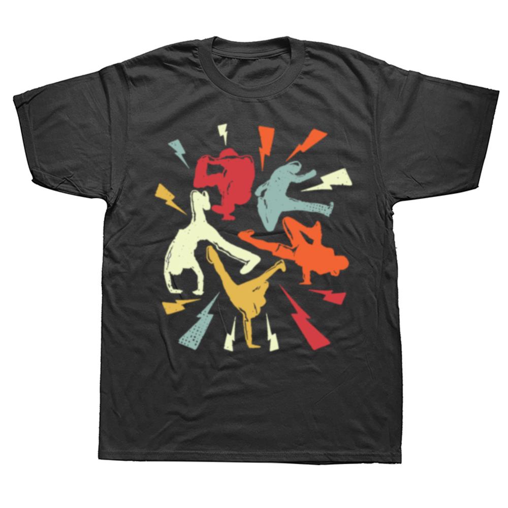 Vintage Break Dancing Bboy Poses Retro Hip Hop TShirt for Men Women Dancer Graphic T Shirts Cotton Streetwear