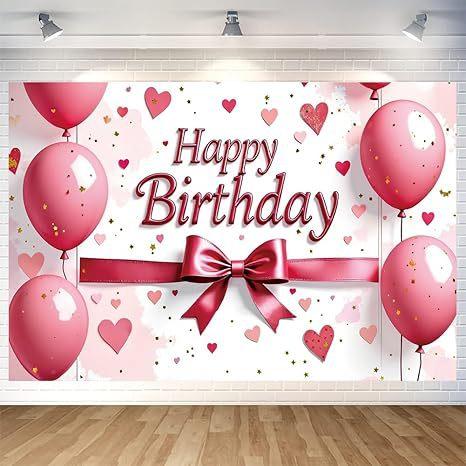 Pink Gold Birthday Party Background Pink Gold Balloon Girl Birthday Bash Party Banner Decoration
