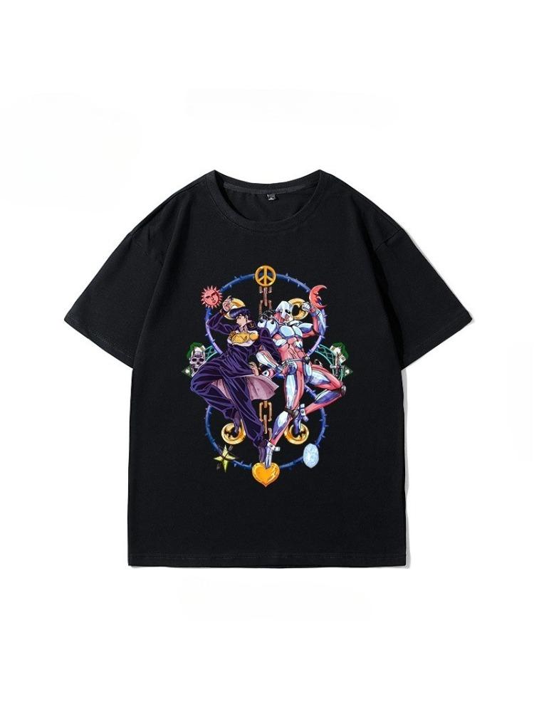 JoJos Bizarre Adventure Anime  2026 Summer New Tshirt 100 Cotton Pattern Unisex Harajuku Loose Fit  Short Sleeves Y2K Shirt