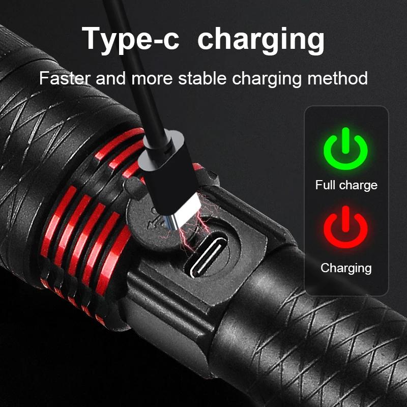Super Bright LED Flashlights  Rechargeable Long Range Torch 2000m Telescope Zoom Whaterproof Powerful Camping Fishing Lantern