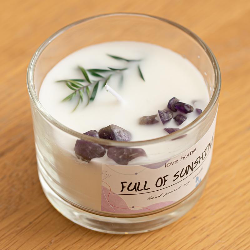 Nordic Lavender Soy Wax Crystal Scented Candles - Aromatherapy Essential Oil Fragrance for Bedroom 120g