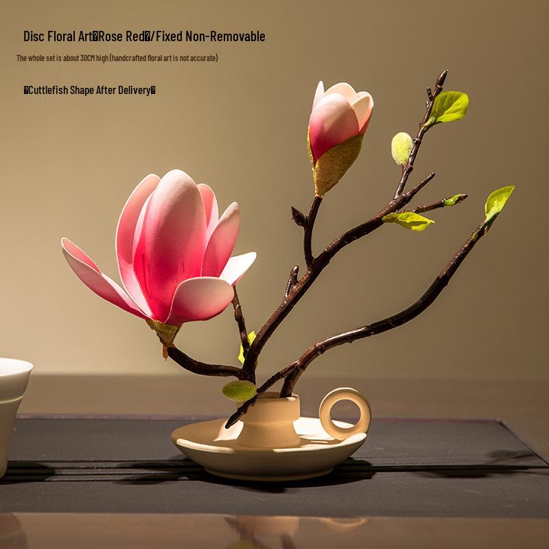 Magnolia Zen Vases Set: Bonsai-Style Table Ornaments & Home Decor Floral Art