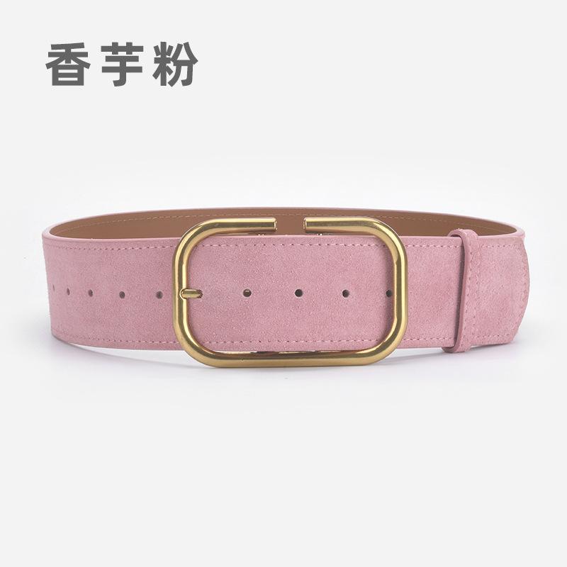 Retro Matte Waist Seal Women'S Simple Suede Leather Belt With Dress High-End Decorative Belt