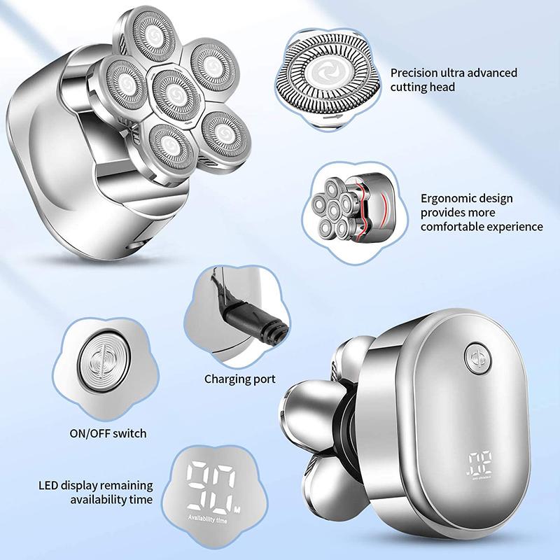 6 IN 1 6 Blades Electric Shaver Men Hair Beard Trimmer Rechargeable Electric Razor Men Face Shaving Machine Grooming Kit