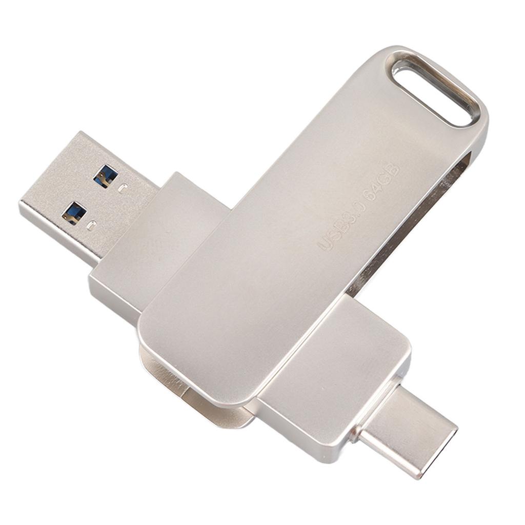 Metal U Disk 2 In 1 Rotatable 64GB Type C Dual Port Metal USB Flash Drive for U Disk Android