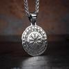 Vintage menns 316L Viking Rune Vegov Í Sir Compass Pendant Halskjede Viking Rune Compass Pendant menns amulett