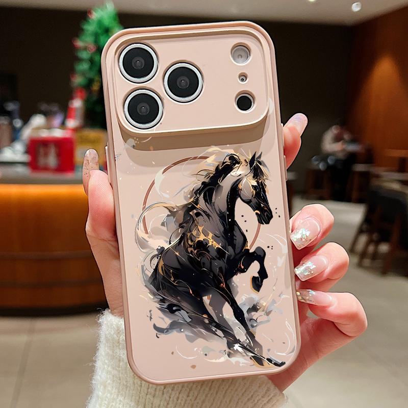 Running Horse Print Magnetic Phone Case For iPhone 17 Pro Max 16 15 14 13 Pro Max For Magsafe Wireless Charge Hard PC Back Cover