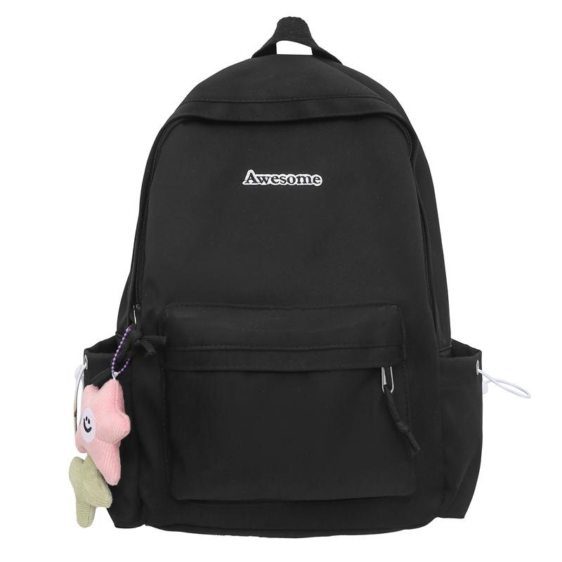 Schoolbag Junior Senior High School Student Solid Color Backpack Women's Backpack