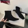 Fashion Female Square Toe Footwear Ankle Boots Flats Shoes For Ladies Zippers Fashion Flock Women Flats Short Boots Shoes