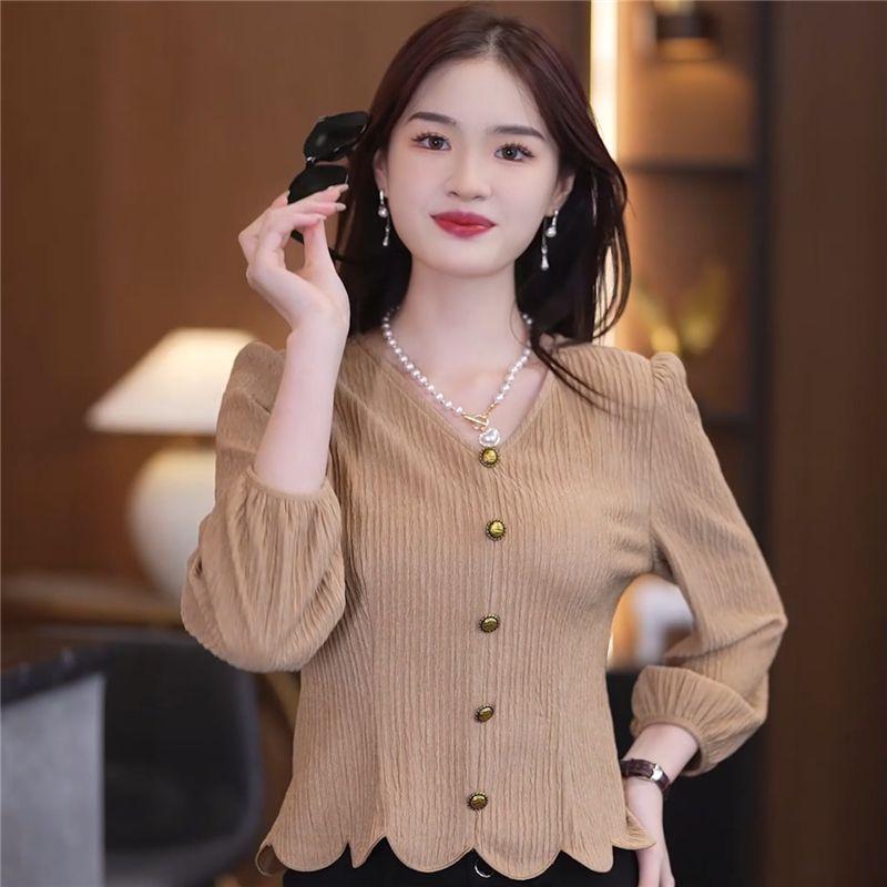 

Нестандартный топ, новый модный стиль, весна и осень, длинный рукав, трикотажная нижняя рубашка 3XL хаки