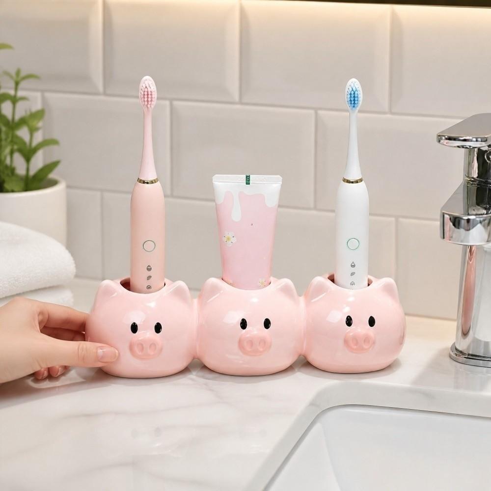 Ceramic Electric Toothbrush Holder Cartoon Toothpaste Toothbrush Base Washbasin Rack  Bathroom