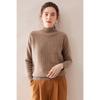 Women's 100% Wool Jacquard Sweater, Half-High Neck, Loose Knit Pullover for Autumn/Winter