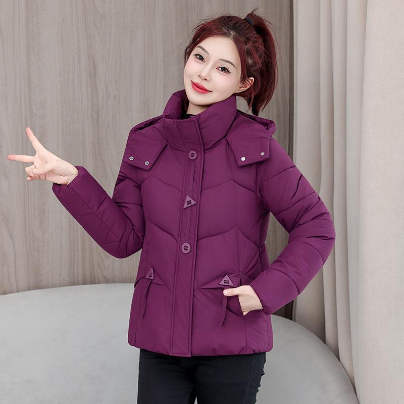 

Women s Winter Hooded Thickened Oversized Short Down Jacket M фиолетовый