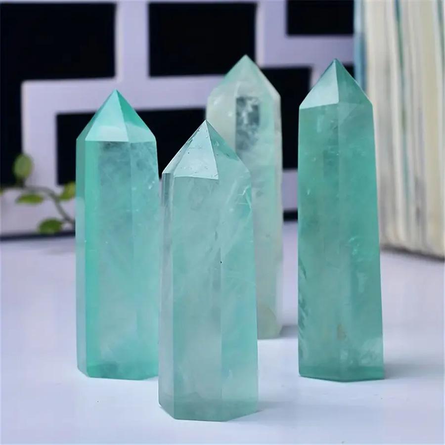 

Natural Green Fluorite and White Crystal Hexagonal Prism Stick 4-5 cm