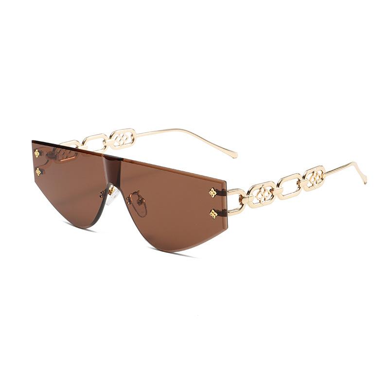 New square frameless fashion mirror Sun retro sunglasses коричневый