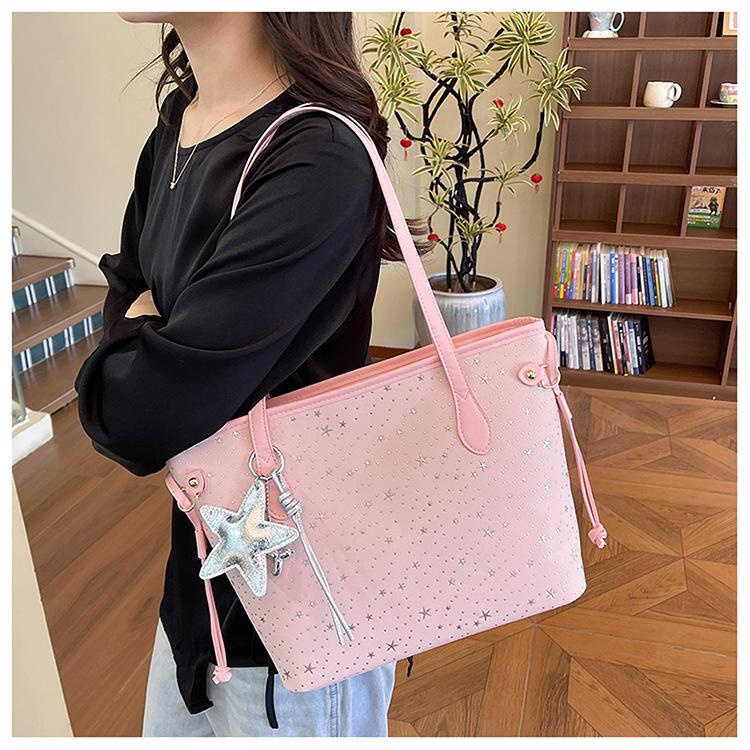 New Large Capacity Star Print Women Tote Underarm Shoulder Handbag