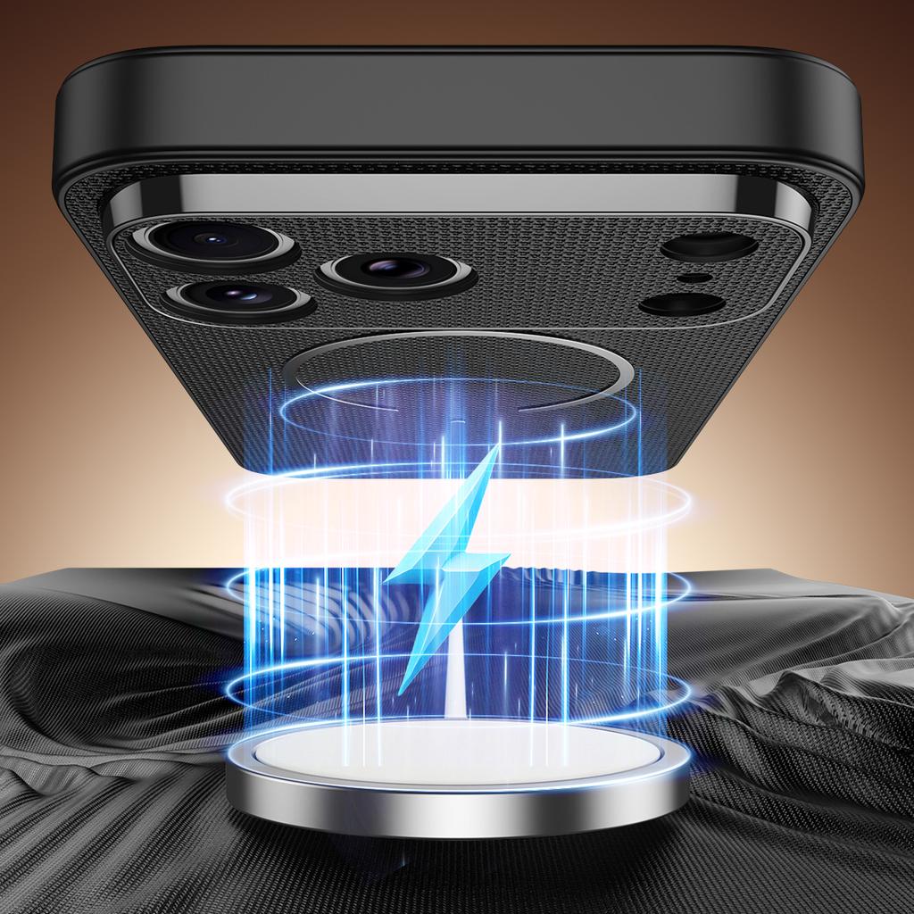 Prabangus techninio audinio tekstūros magnetinis dėklas, skirtas iPhone Air 17 16 15 14 13 12 Pro Max, Magsafe, apsaugantis kamerą, neslystantis dangtelis